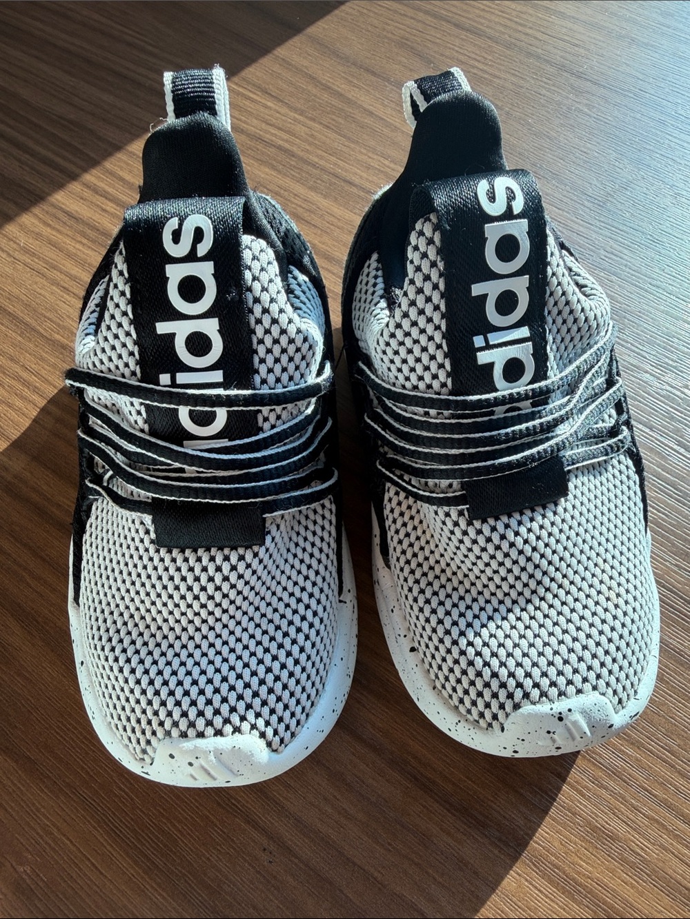 adidas Kids Black & White Mesh Slip-On Sneakers 7C